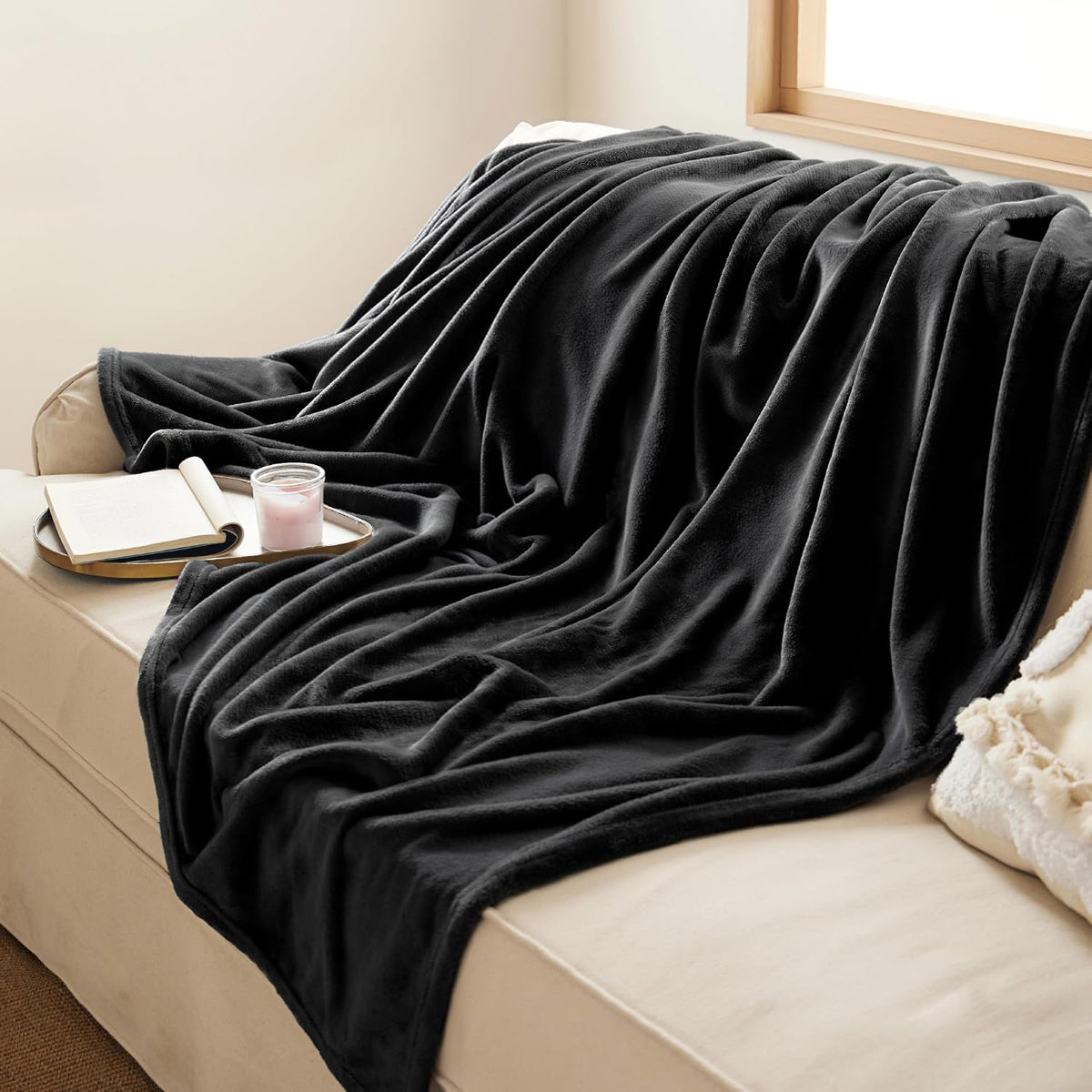 Bedsure GentleSoft Fleece Blanket Twin Size Grey - 300GSM Lightweight Plush Fuzzy Cozy Soft Warm Blanket for Bed, Sofa, Couch, Travel, Camping, 60x80 inches