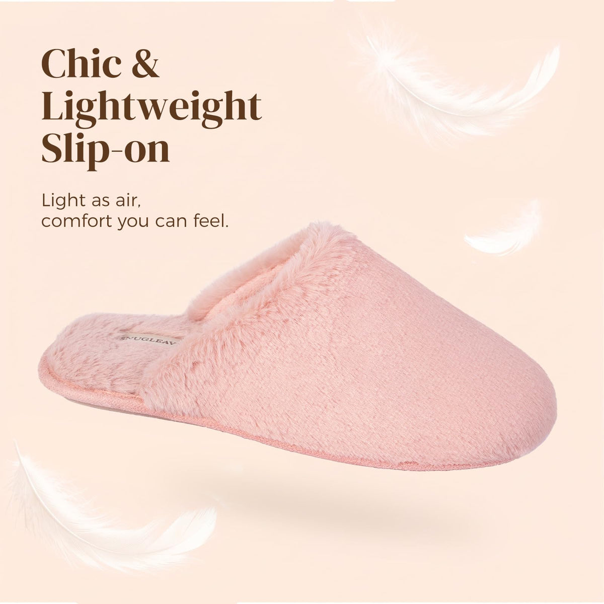 Snug Leaves Women's Fuzzy Scuff Slippers Memory Foam Non-slip House Shoes