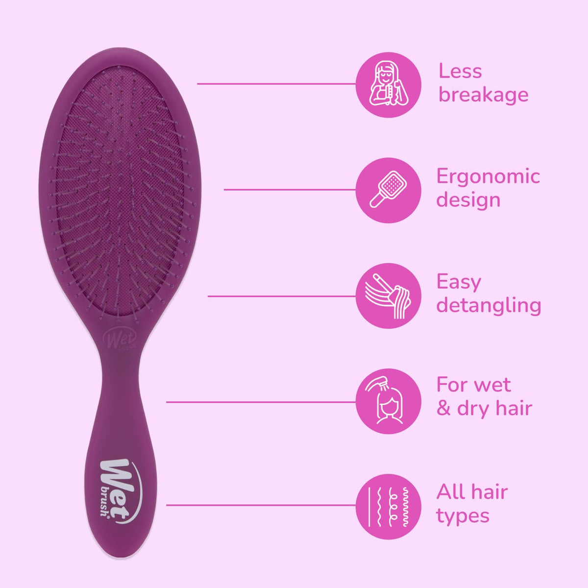 Wet Brush Original Detangler Hair Brush, Black Frost, For All Hair Textures