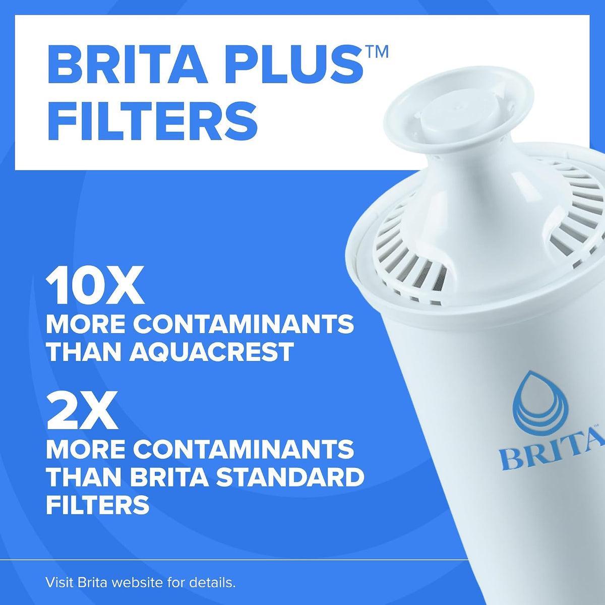 Brita Standard Pitcher and Dispenser Replacement Water Filters, White, 4