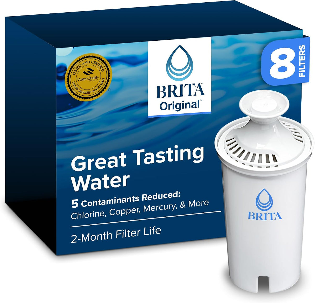Brita Standard Pitcher and Dispenser Replacement Water Filters, White, 4