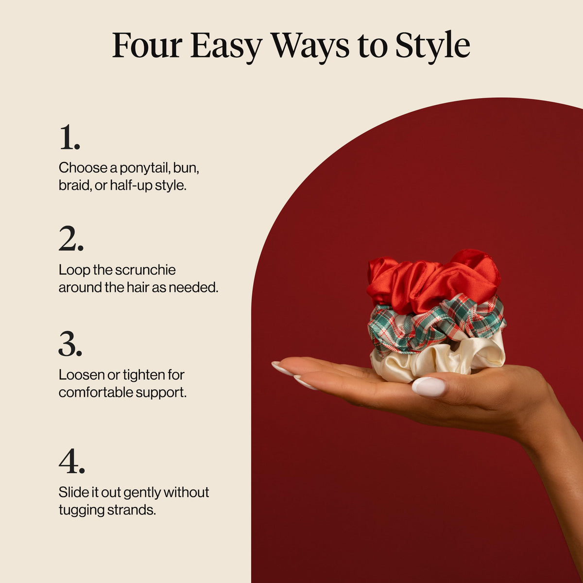 Kitsch Ultra-Petite Satin Scrunchies for Women - Eucalyptus, 6pcs