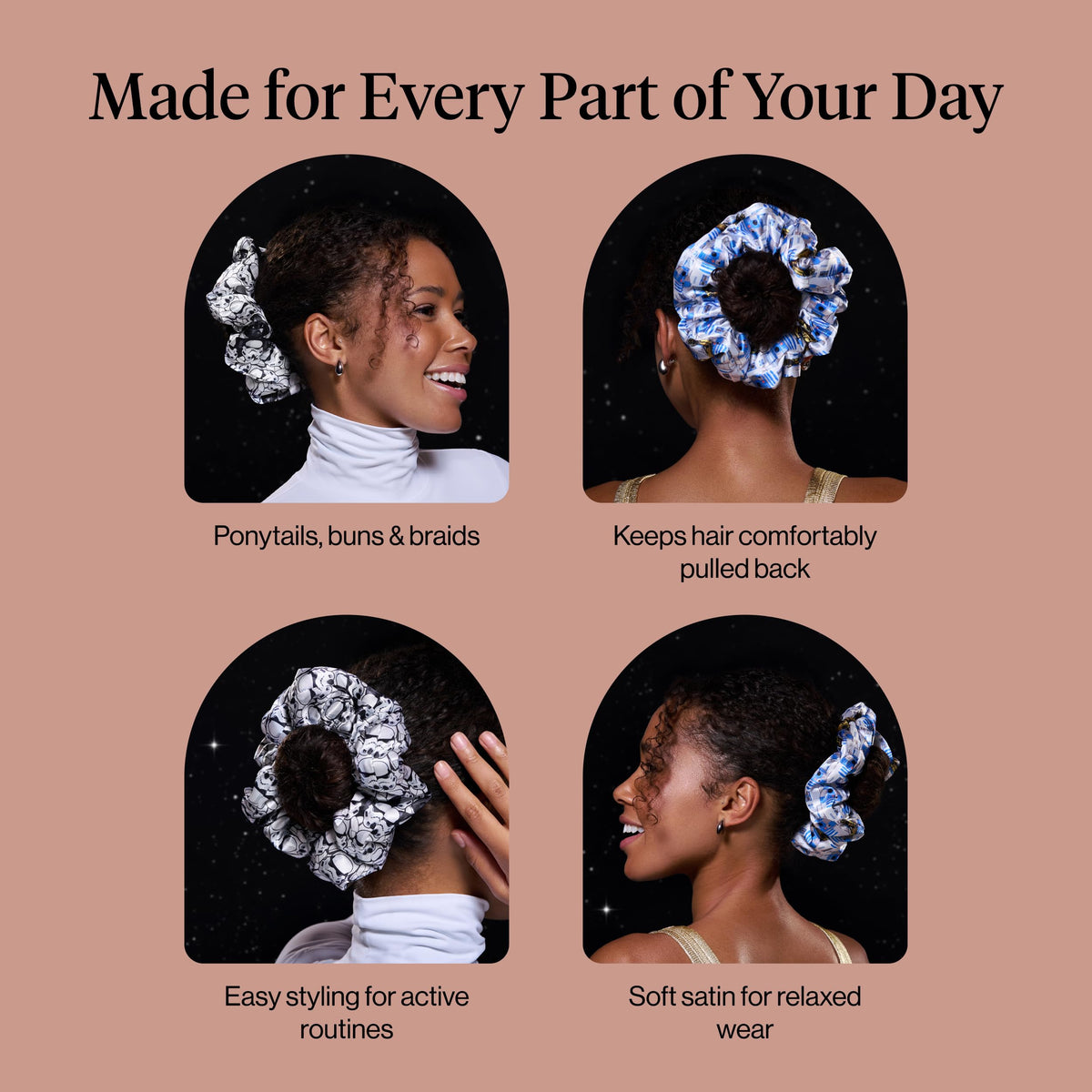 Kitsch Ultra-Petite Satin Scrunchies for Women - Eucalyptus, 6pcs