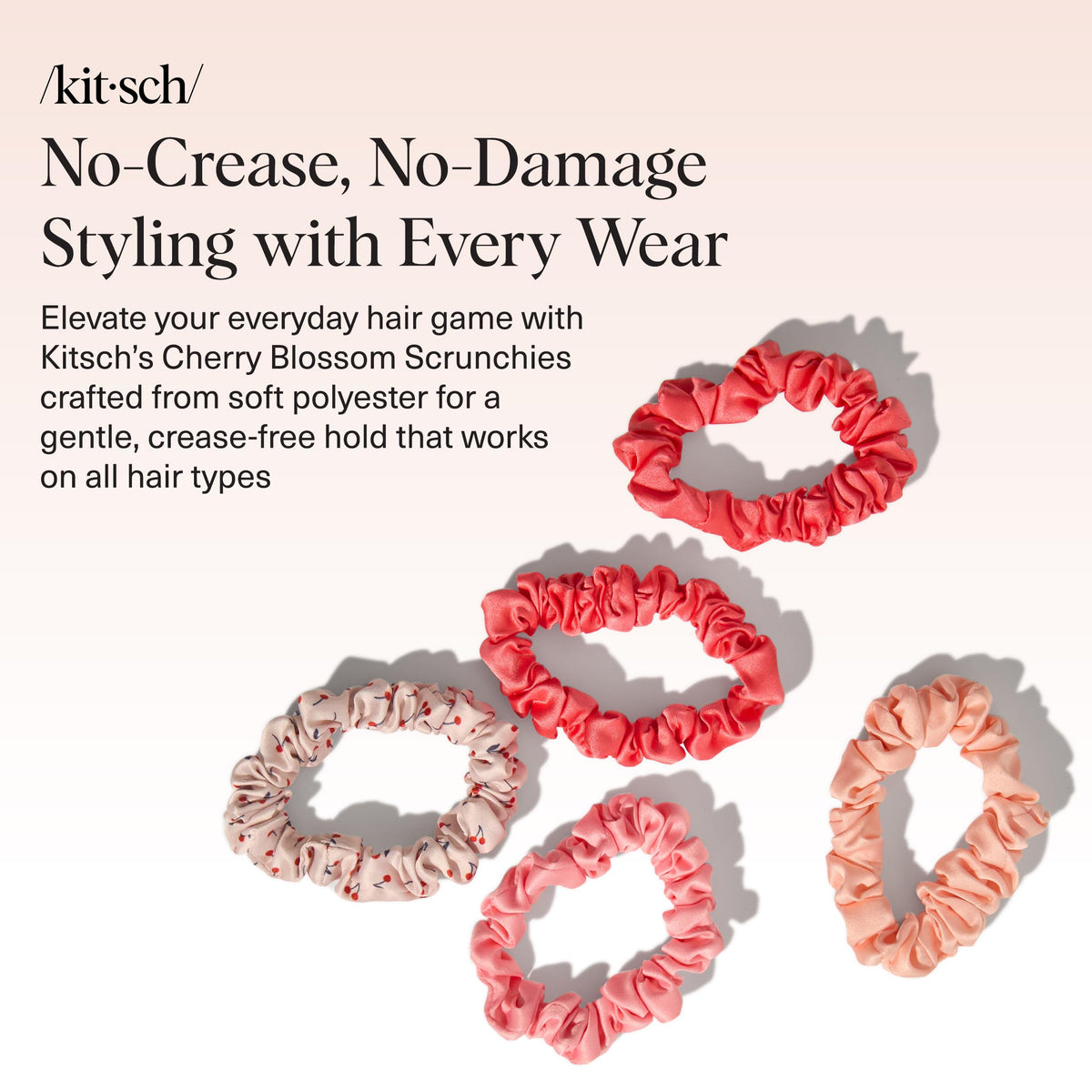 Kitsch Ultra-Petite Satin Scrunchies for Women - Eucalyptus, 6pcs