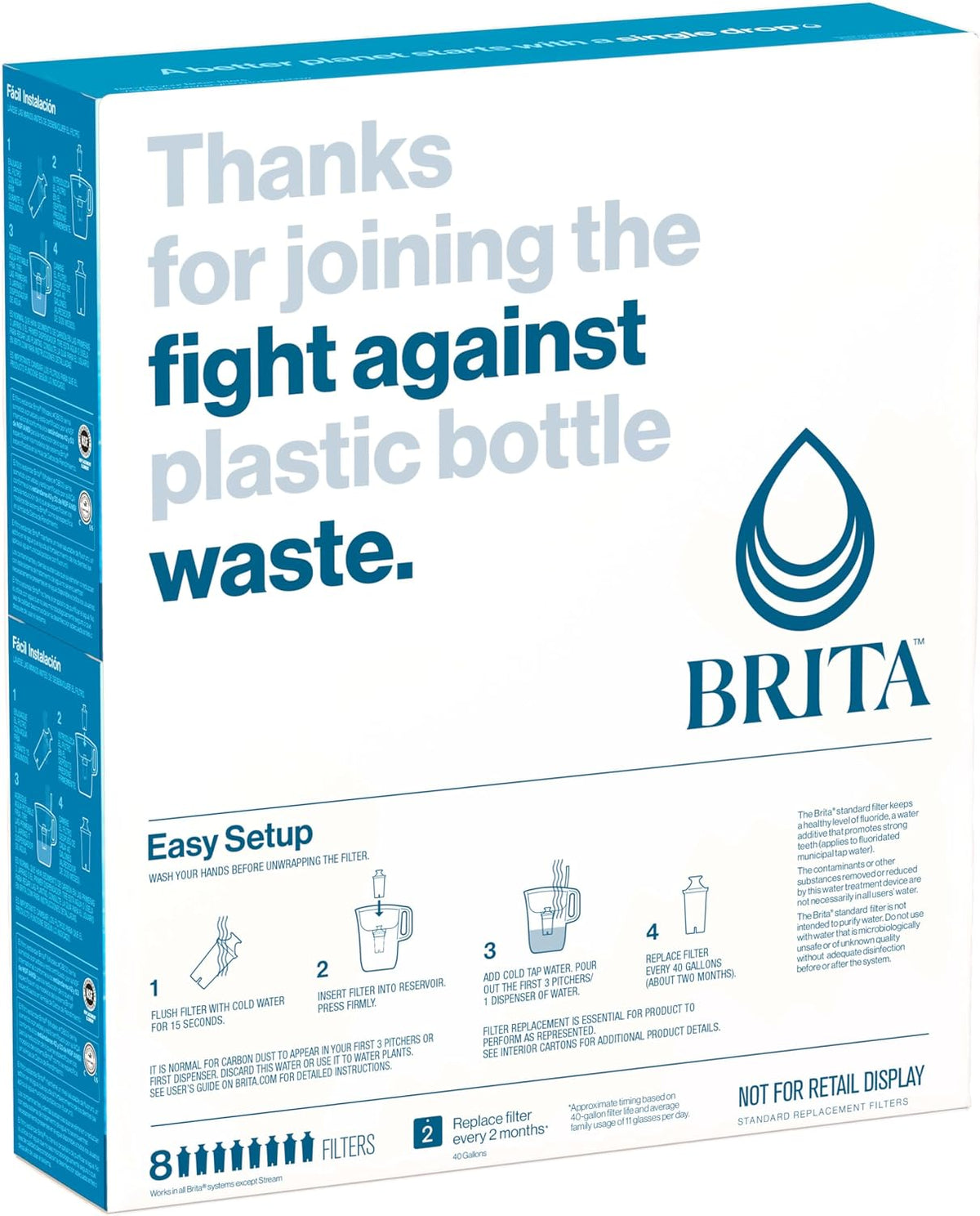 Brita Standard Pitcher and Dispenser Replacement Water Filters, White, 4