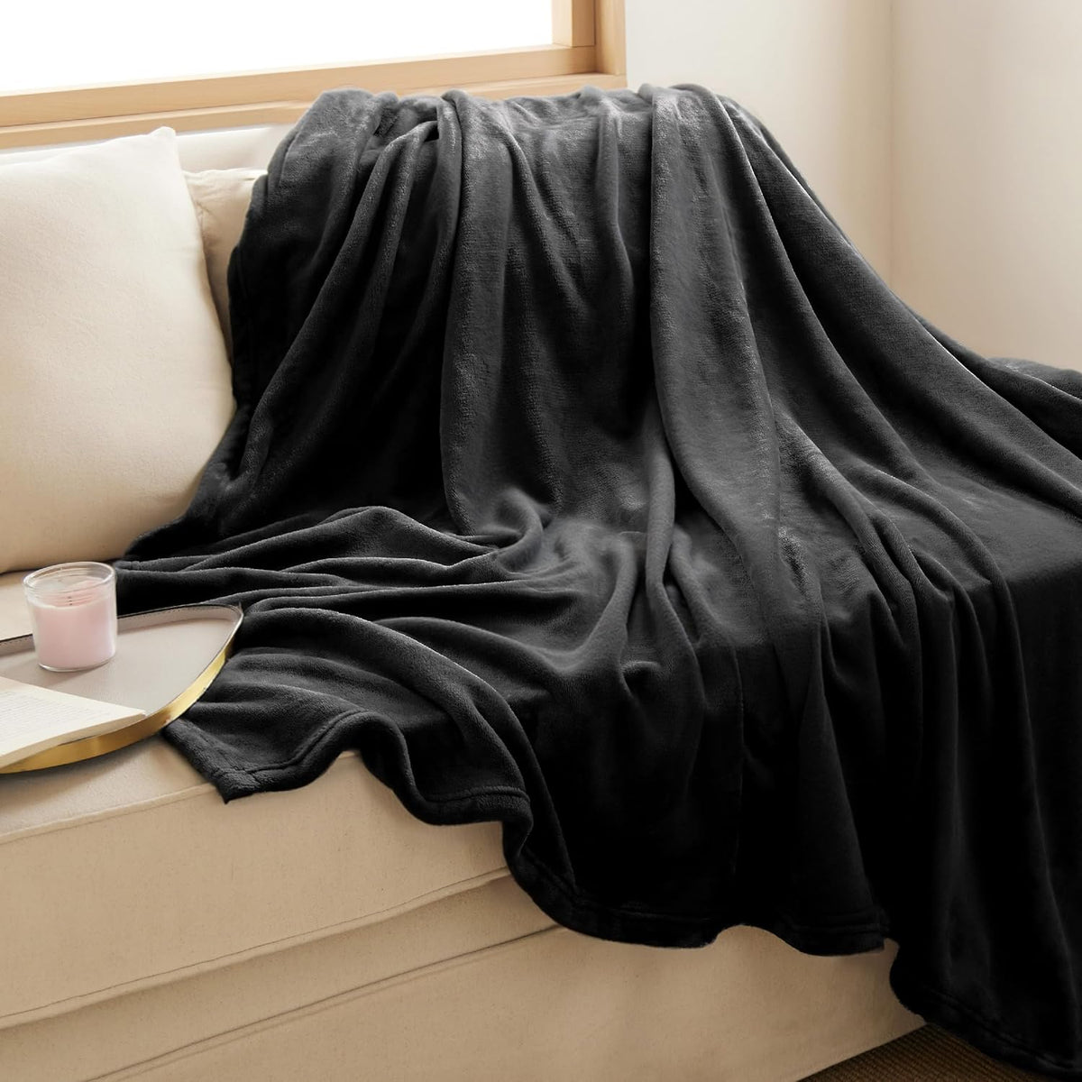 Bedsure GentleSoft Fleece Blanket Twin Size Grey - 300GSM Lightweight Plush Fuzzy Cozy Soft Warm Blanket for Bed, Sofa, Couch, Travel, Camping, 60x80 inches