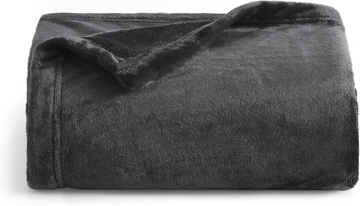 Bedsure GentleSoft Fleece Blanket Twin Size Grey - 300GSM Lightweight Plush Fuzzy Cozy Soft Warm Blanket for Bed, Sofa, Couch, Travel, Camping, 60x80 inches