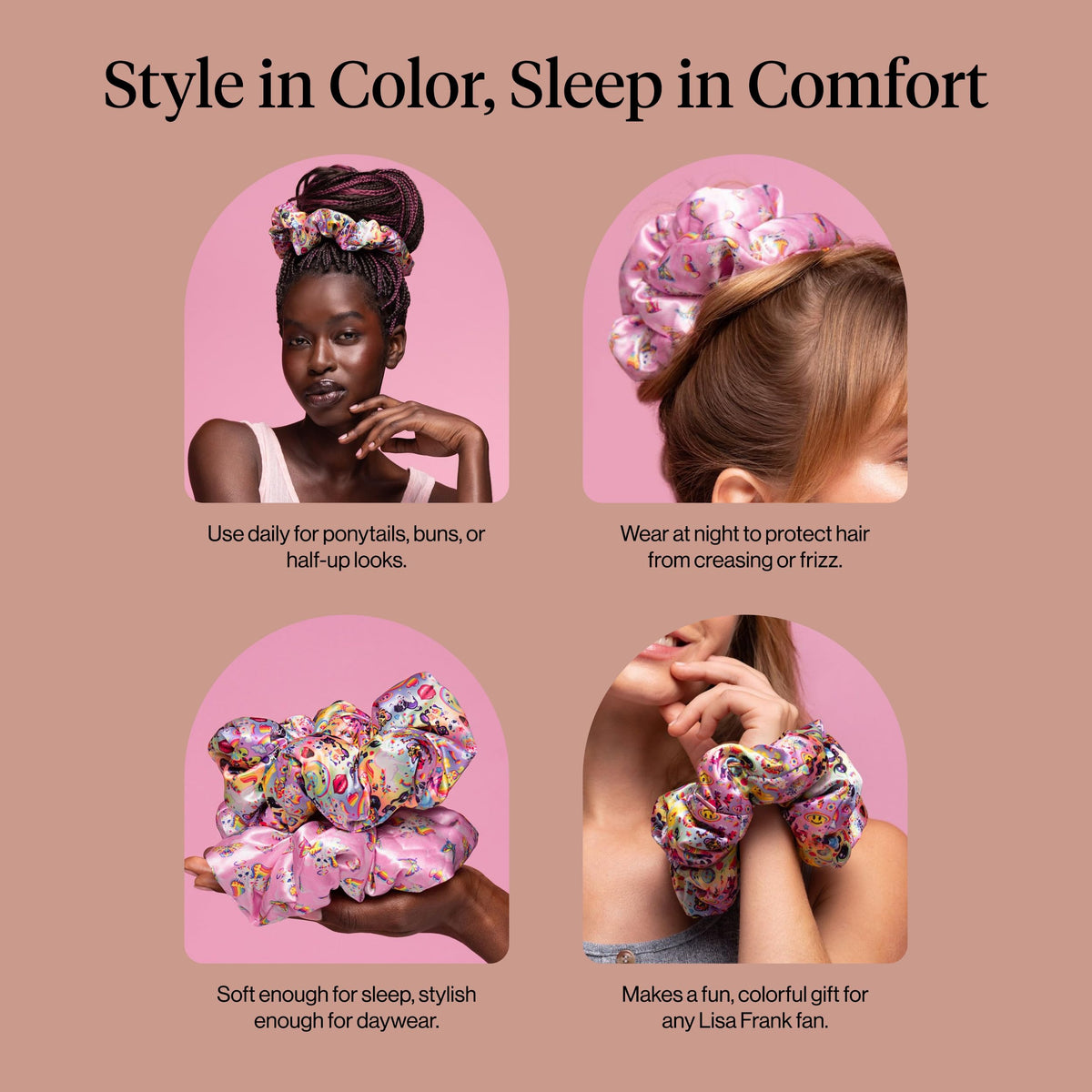 Kitsch Ultra-Petite Satin Scrunchies for Women - Eucalyptus, 6pcs