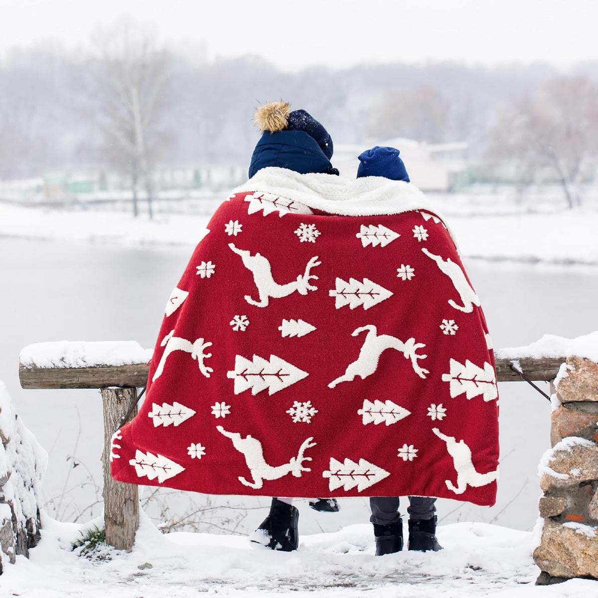 Bedsure Christmas Sherpa Throw Blanket – 50 × 60 in
