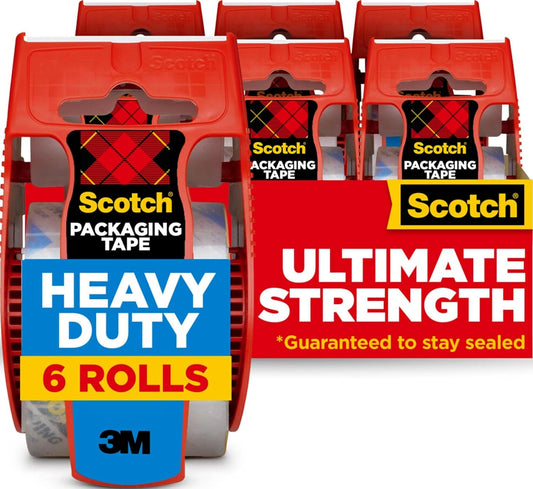 Scotch Heavy Duty Packing Tape, 1.88 in x 800 in, 6 Rolls