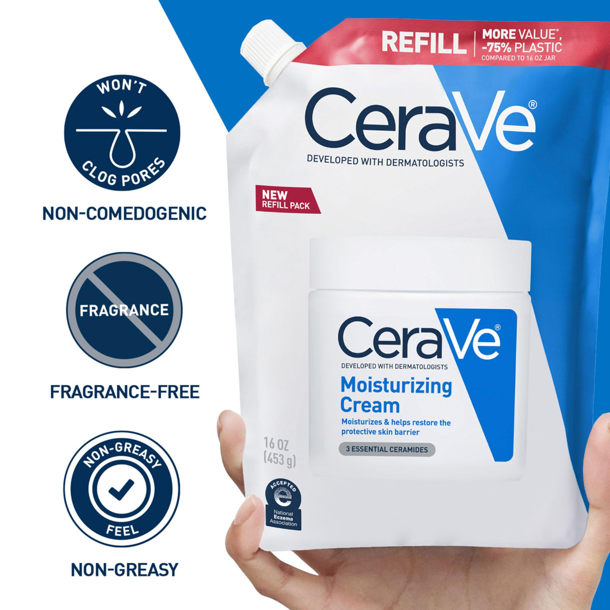 CeraVe Moisturizing Cream, Face Body Moisturizer, Normal to Dry Skin, 8 Fl Oz