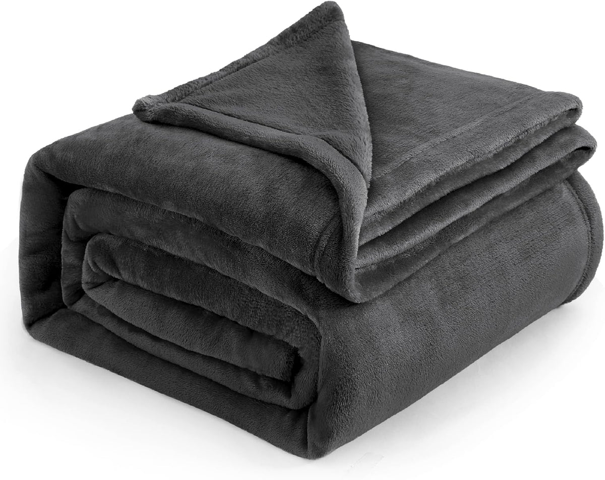 Bedsure GentleSoft Fleece Blanket Twin Size Grey - 300GSM Lightweight Plush Fuzzy Cozy Soft Warm Blanket for Bed, Sofa, Couch, Travel, Camping, 60x80 inches