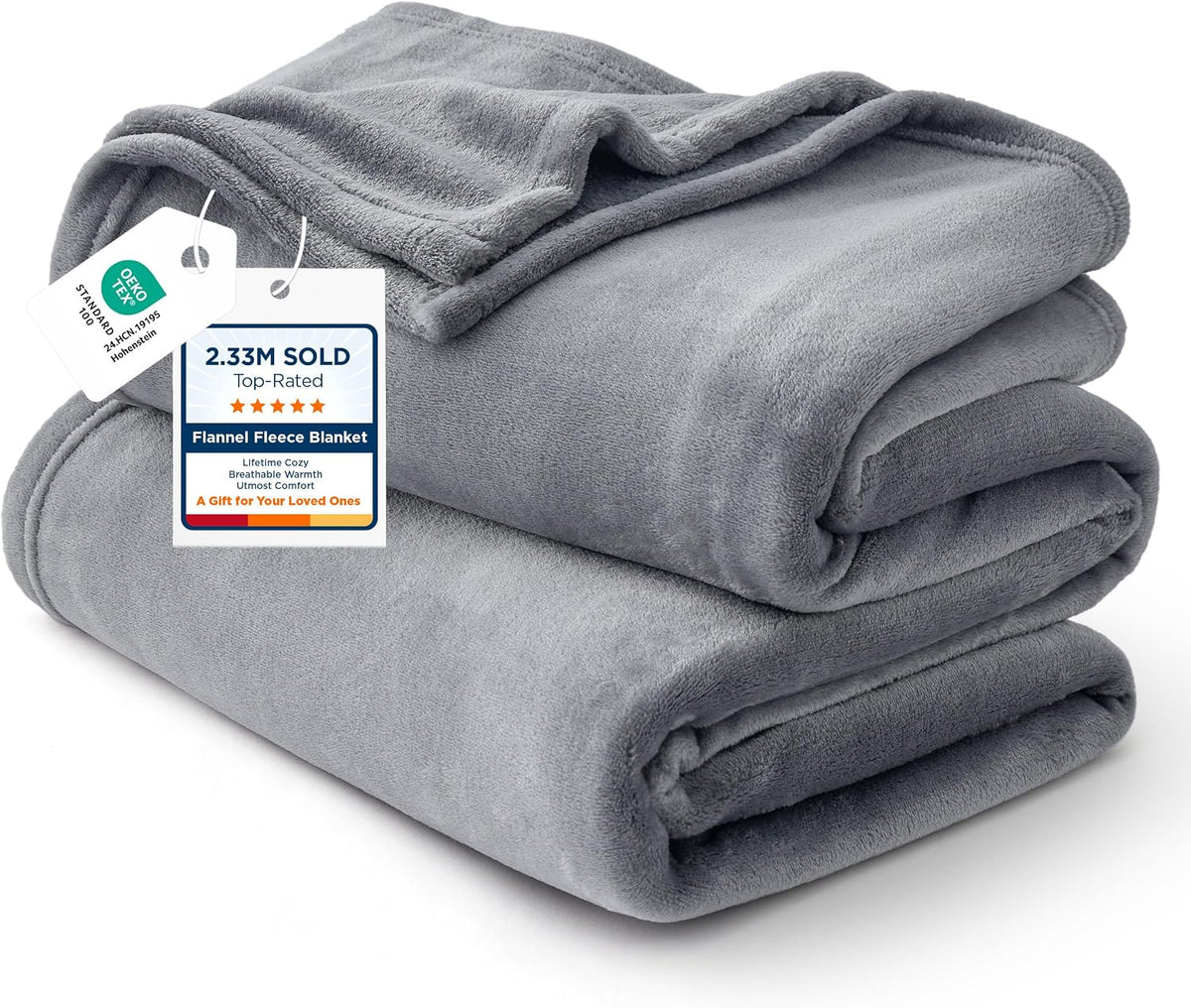 Bedsure GentleSoft Fleece Blanket Twin Size Grey - 300GSM Lightweight Plush Fuzzy Cozy Soft Warm Blanket for Bed, Sofa, Couch, Travel, Camping, 60x80 inches