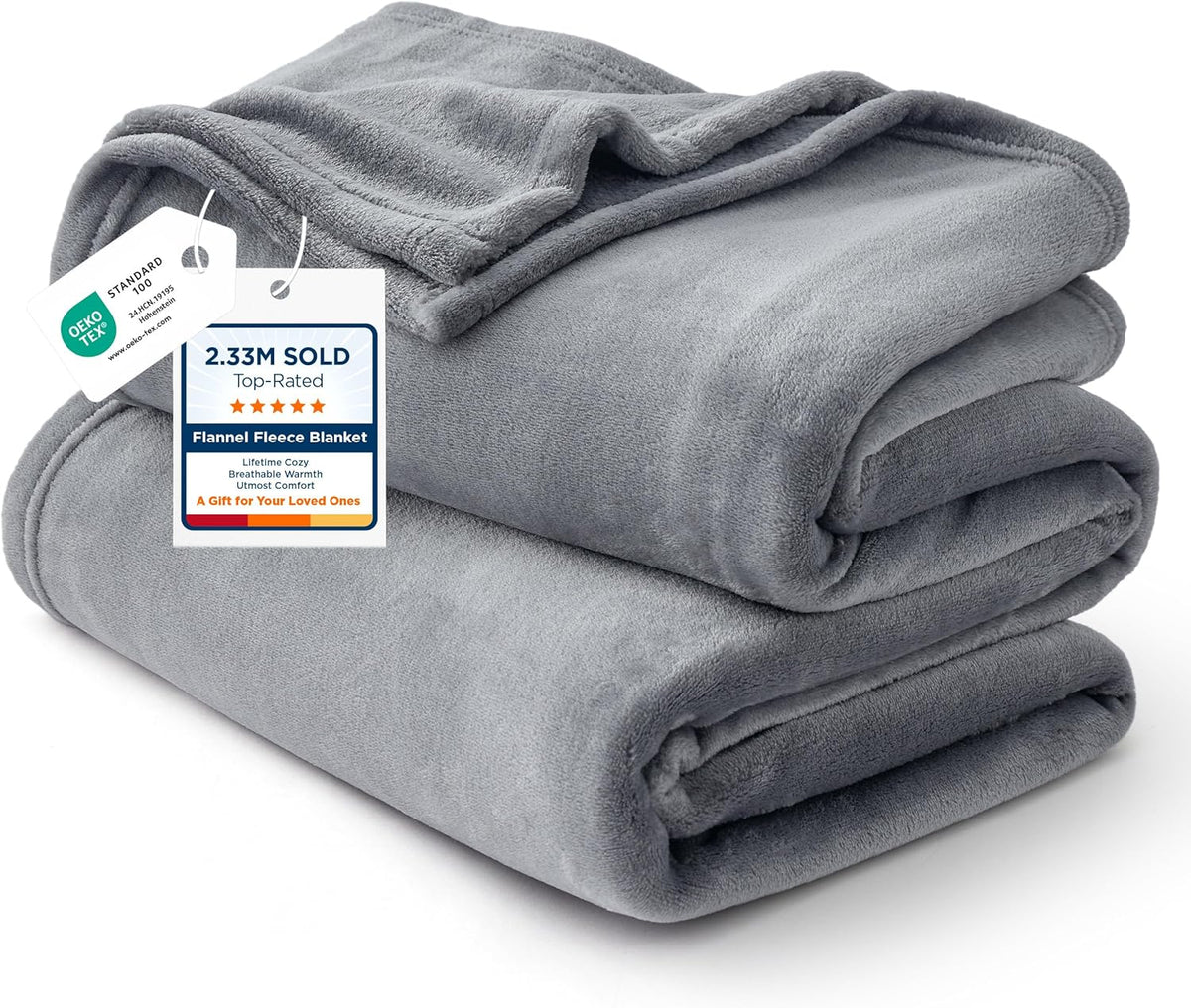 Bedsure GentleSoft Fleece Blanket Twin Size Grey - 300GSM Lightweight Plush Fuzzy Cozy Soft Warm Blanket for Bed, Sofa, Couch, Travel, Camping, 60x80 inches