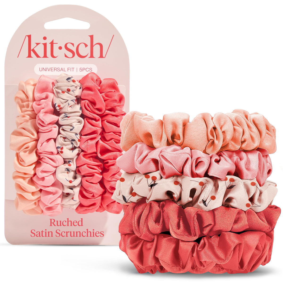 Kitsch Ultra-Petite Satin Scrunchies for Women - Eucalyptus, 6pcs