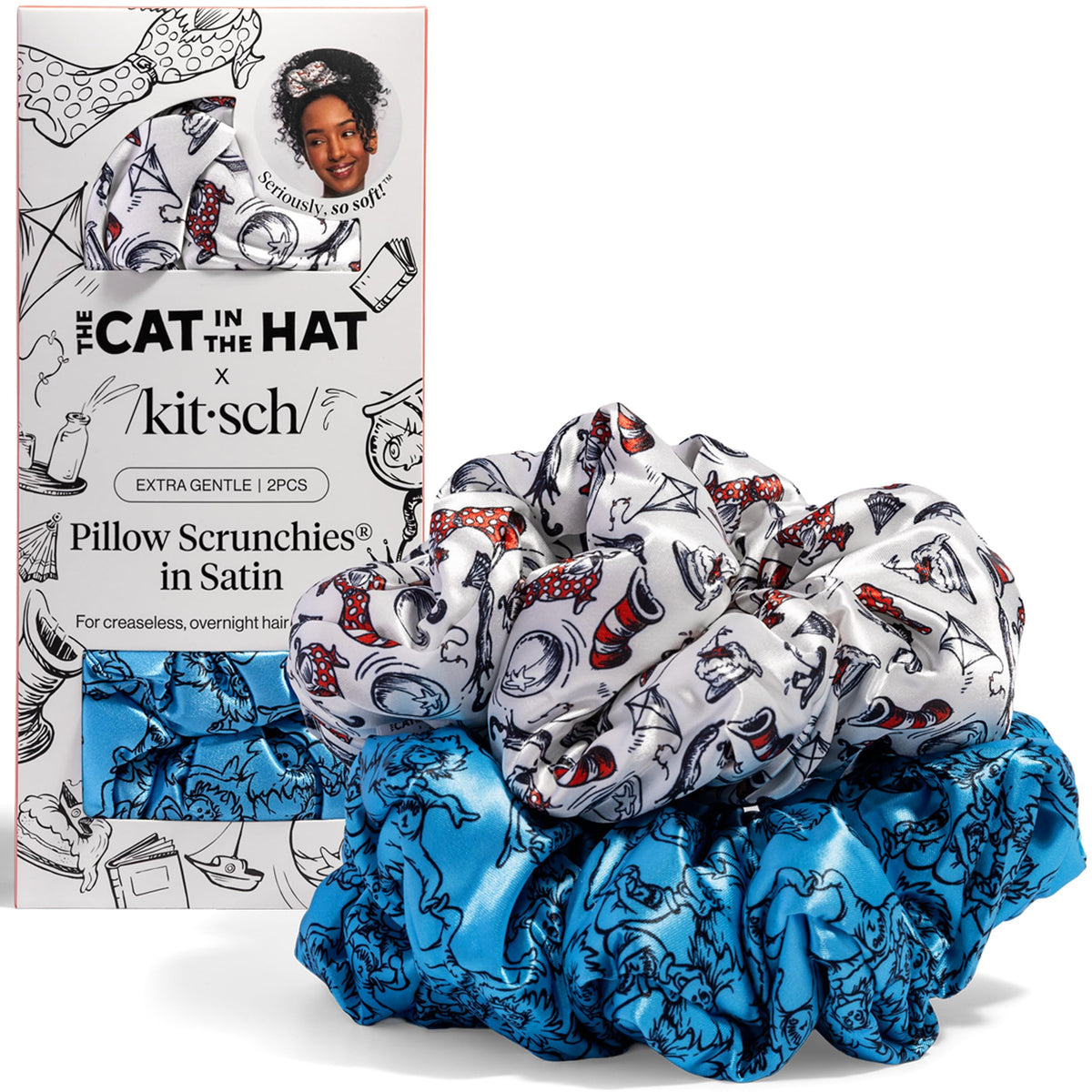 Kitsch Ultra-Petite Satin Scrunchies for Women - Eucalyptus, 6pcs
