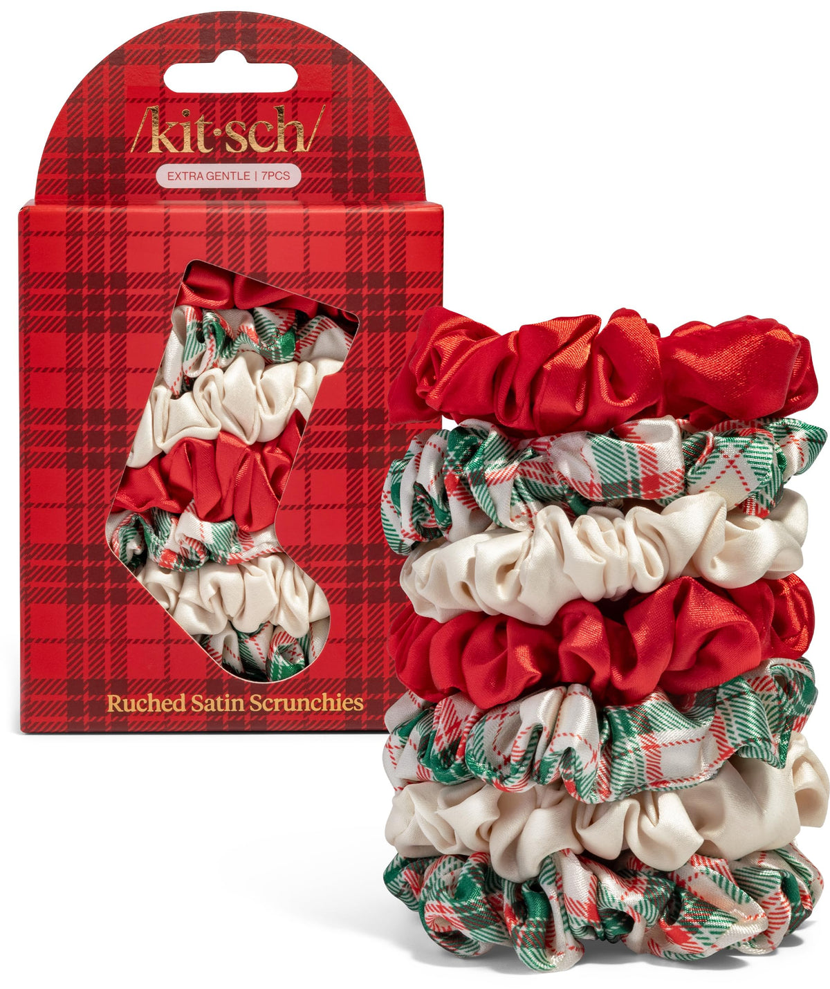 Kitsch Ultra-Petite Satin Scrunchies for Women - Eucalyptus, 6pcs