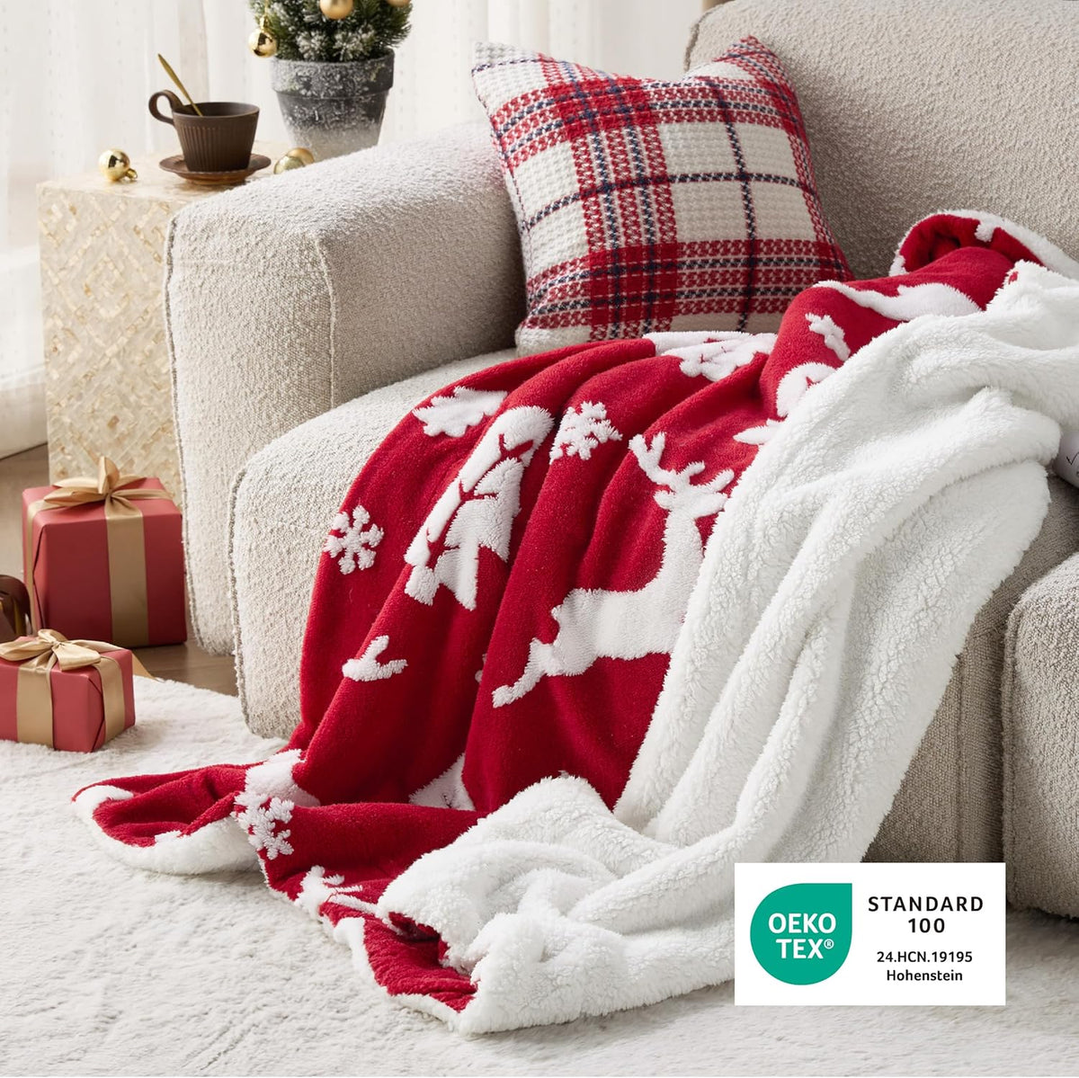 Bedsure Christmas Sherpa Throw Blanket – 50 × 60 in