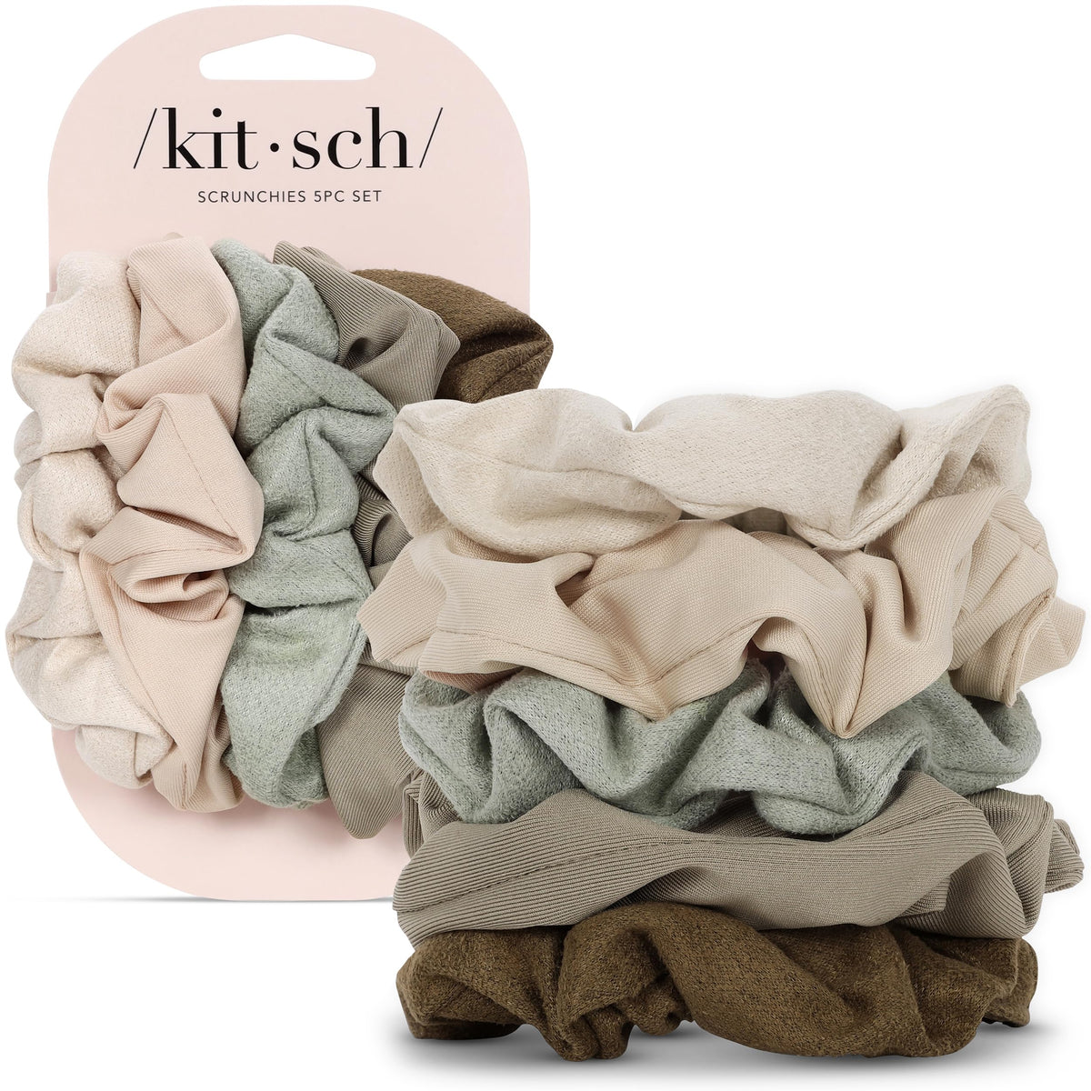 Kitsch Ultra-Petite Satin Scrunchies for Women - Eucalyptus, 6pcs
