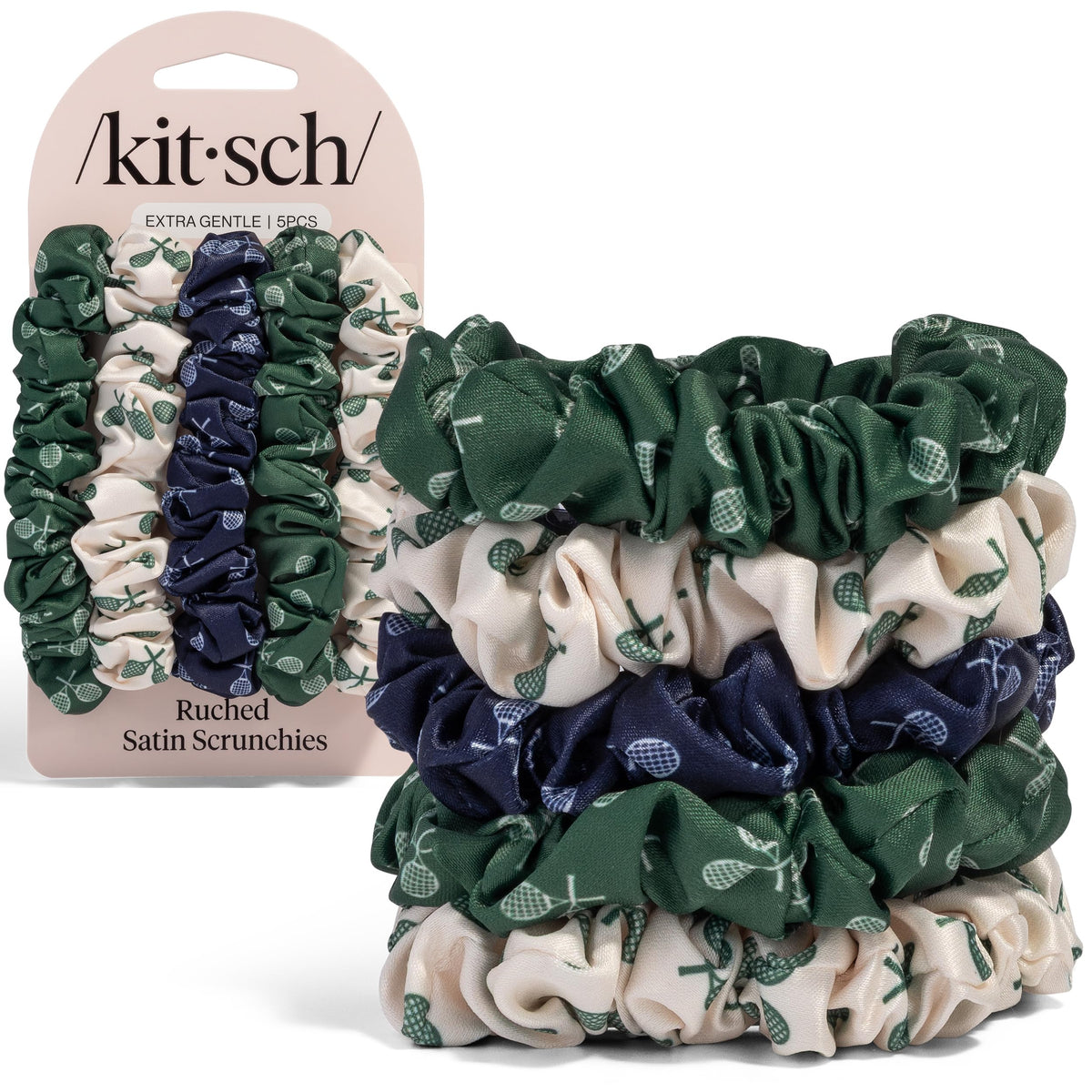 Kitsch Ultra-Petite Satin Scrunchies for Women - Eucalyptus, 6pcs